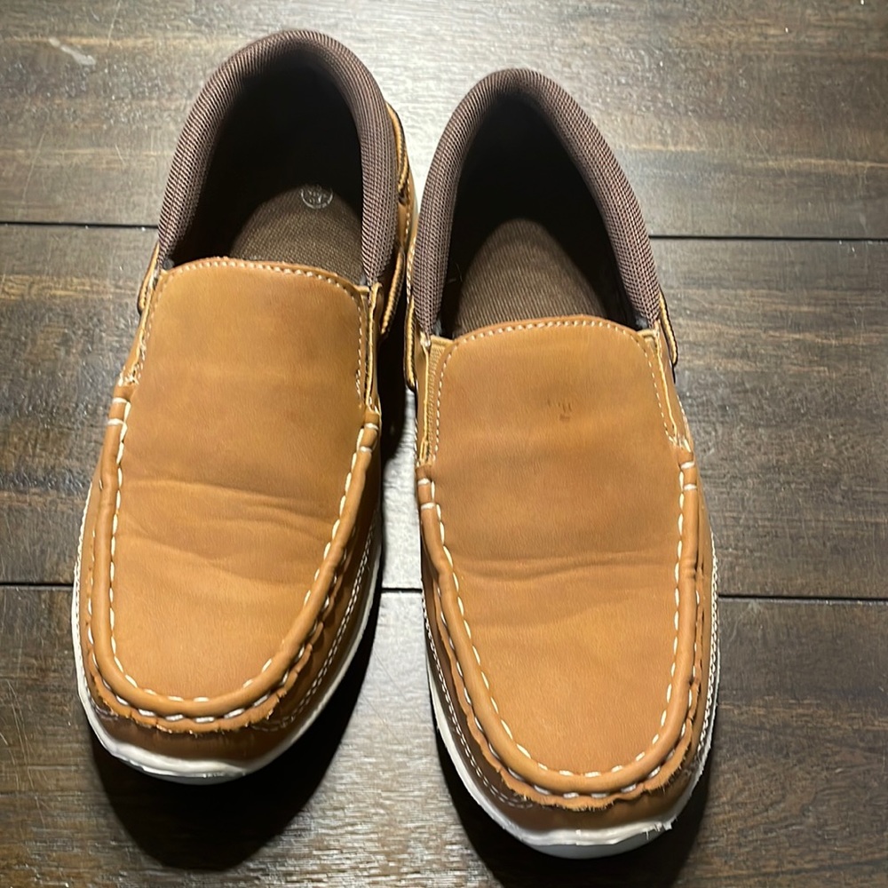 Boys size 2 tan loafers